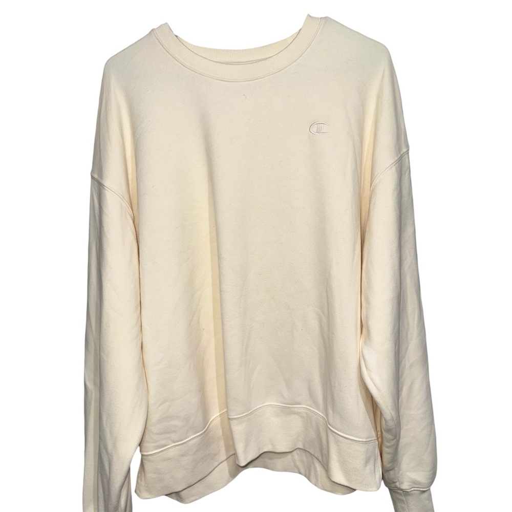 Champion Classic Powerblend Small C Logo Crewneck Sweatshirt - Cream Size L - Picture 4 of 13